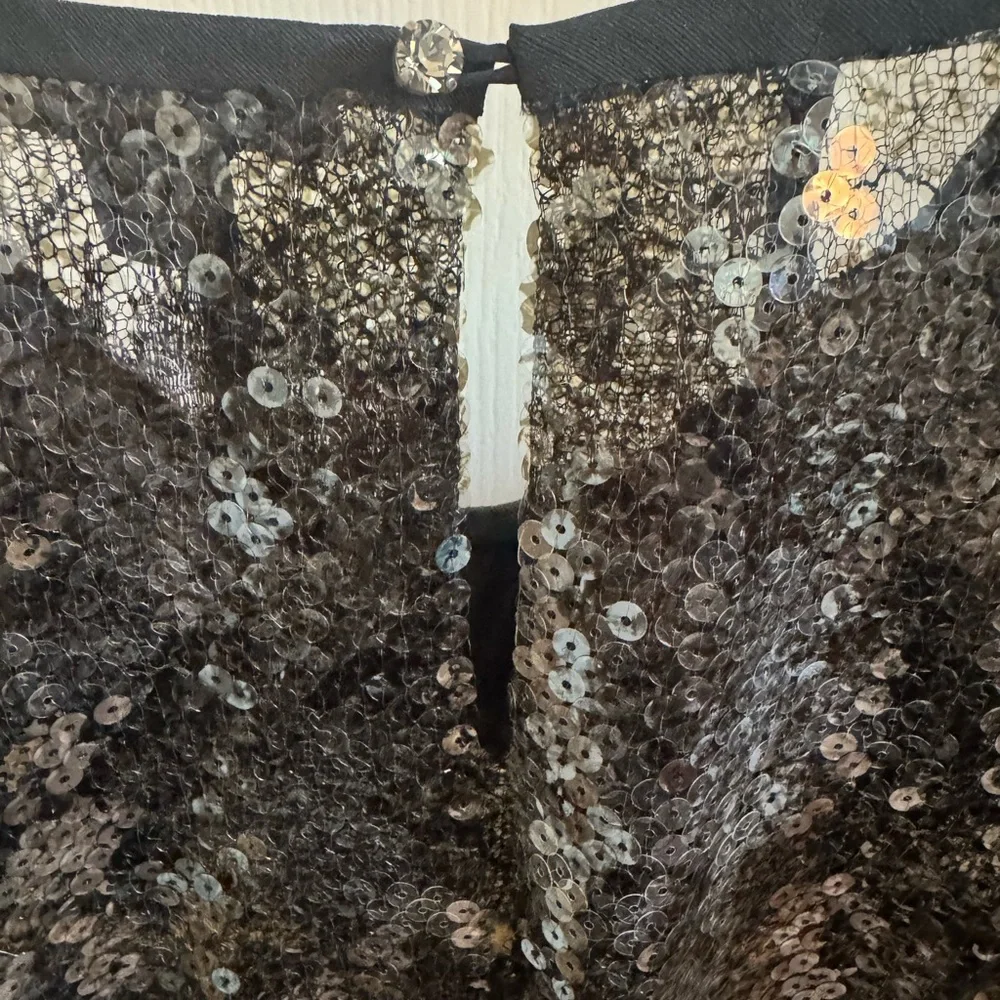Louis Vuitton Gray/Black Sequin 3/4 Sleeve Blouse - Picture 6 of 8